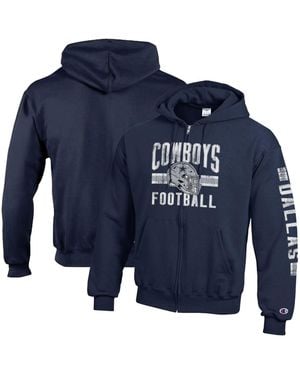 Champion Dallas Cowboys Powerblend Fleece Full-zip Hoodie - Blue