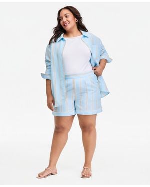 On 34th Trendy Plus Size Stretch-waist Shorts - Blue