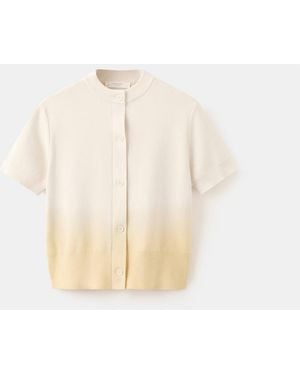 Mango Gradient Cotton Cardigan Sweater - White