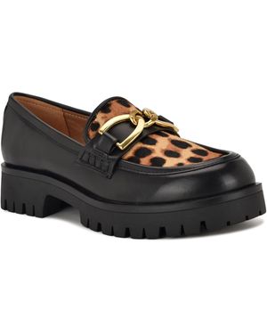 Nine West Gables Chain Bit Lug Loafers - Black