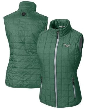 Cutter & Buck Heather Green Philadelphia Eagles Gridiron Classics Logo Rainier Primaloft Eco Insulated Full-zip Puffer Vest