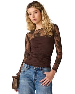 Steve Madden Reese Long-sleeve Ruched Knit Top - Blue
