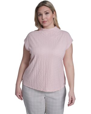 Calvin Klein Plus Size Knit Cap Sleeve Top - Purple