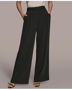 Donna Karan Waisted Wide Leg Pants - Black