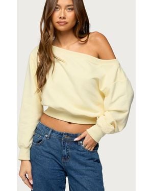 Edikted Christy Off Shoulder Sweatshirt - Natural