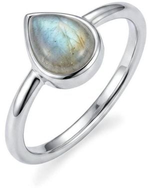 Adornia Fine Plated Labradorite Pear Ring - Blue