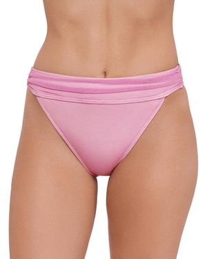 Steve Madden High-leg Ruched Band Swim Bottoms - Purple