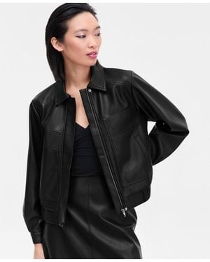 INC International Concepts Faux-leather Bomber Jacket - Black