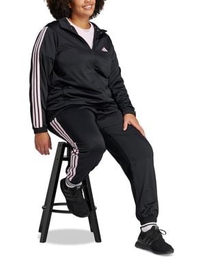 adidas Plus Size Essentials Tricot Three Stripes Track Jacket - Black