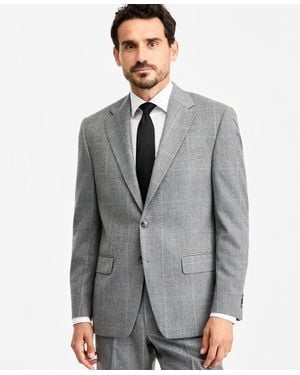 Michael Kors Classic-fit Wool-blend Stretch Plaid Suit Separate Jacket - Gray
