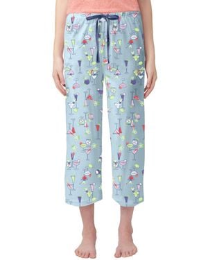Hue Printed Capri Mid-rise Pants - Blue