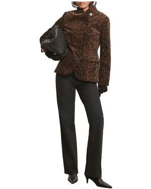 Mint Velvet High Neck Printed Velvet Jacket - Black