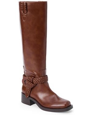 Matisse Cheyenne Knee-high Square-toe Braided-strap Boots - Brown