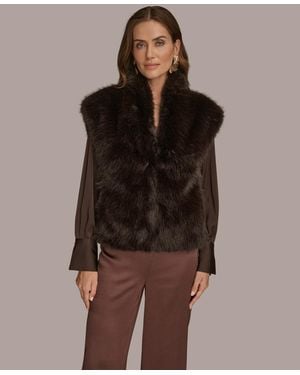 Donna Karan Faux Fur Vest - Brown