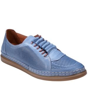 Cools 21 Oscar Hidden Lace Perforated Leather Sneakers - Blue