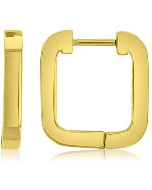 Roxy Waterproof Platinum 17mm Rounded Square huggie Earrings - Metallic