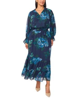 Vince Camuto Plus Size Floral-smocked Maxi Dress - Blue