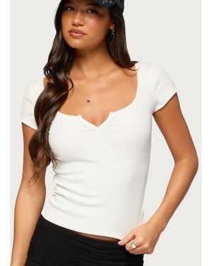 Edikted Jeanna Cropped Short-sleeve Scoop Neck T-shirt - White