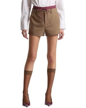 Avec Les Filles Double-waistband Mid-rise Shorts - Natural