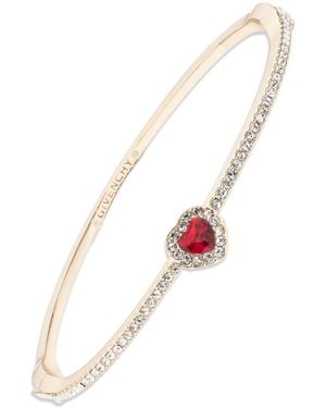 Givenchy Glass Stone Gold-tone Or Silver-tone Heart Bangle Bracelet - Multicolor