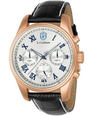 INVICTA WATCH S.coifman Sc0088 Chronograph Dial Leather Strap Watch - Black