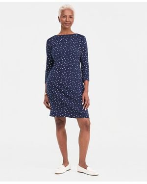 Style & Co. Printed Boat-neck Knit Dress - Blue