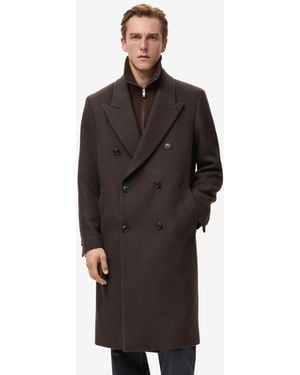 Mango Relaxed-fit Double-breasted Wool Coat - Black