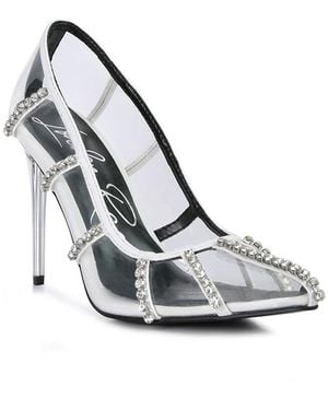 LONDON RAG Diamante Clear Stiletto Heel Pumps - White