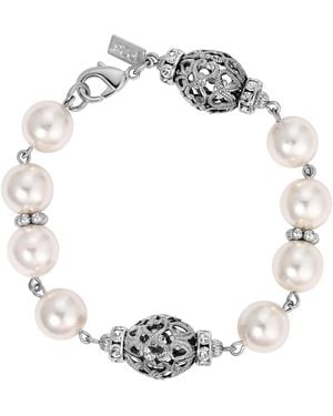 2028 Crystal Acrylic Filigree Bead Bracelet - Metallic