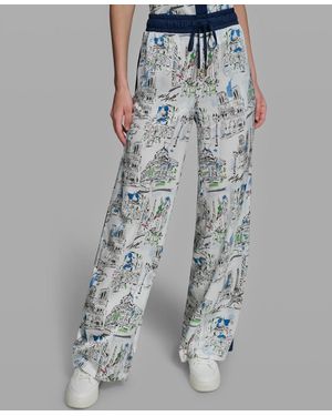 KARL LAGERFELD Mid-rise Wide-leg Printed Pants - Blue