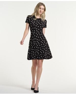 Isaac Mizrahi New York Polka Dot Flare Dress - Black