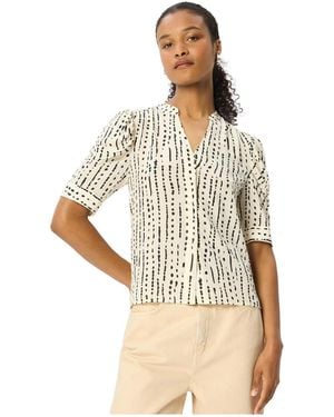 Whistles Dashed Spot Gathered Blouse - Natural