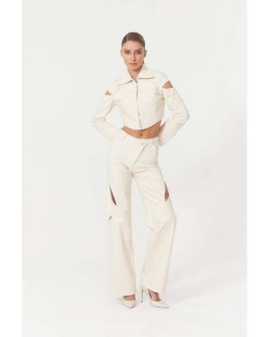 Jendue Chaby Chic Cut-out Denim Jeans - White