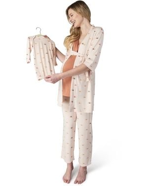 Everly Grey Maternity Analise During & After 5-piece Maternity/nursing Sleep Set - White
