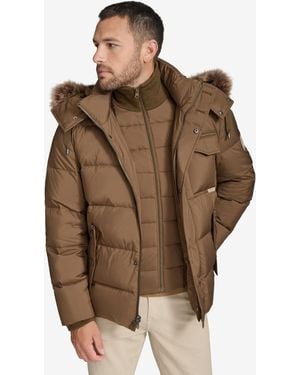 Andrew Marc Black Label Forster Hooded Quitled Puffer Jacket - Brown