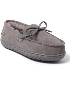Dearfoams Harriet Genuine Suede Moccasin Slipper - Gray