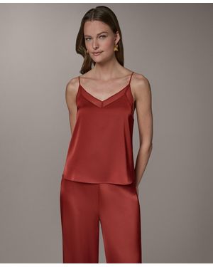 Donna Karan Sleeveless Lace Trim Shell Top - Red