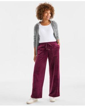 Style & Co. Style Co Wide Leg Velour Lounge Pants Macys Exclusive - Red