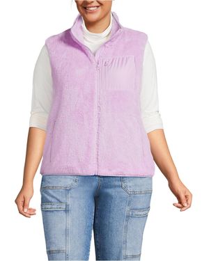 Lands' End Plus Size Cozy High Pile Fleece Vest - Purple
