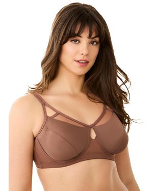 Comfort Choice Full Coverage Mesh Side Wire Bra - Brown