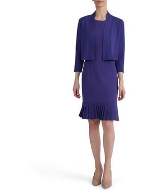 Kasper Collarless Cropped Long-sleeve Cardigan - Blue
