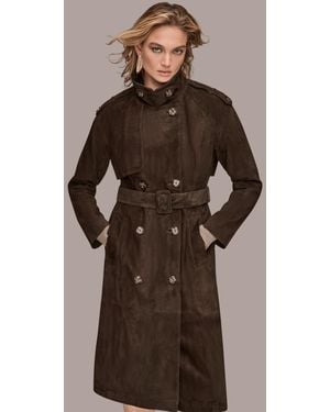 Donna Karan Double Breasted Belted Trench Coat - Brown