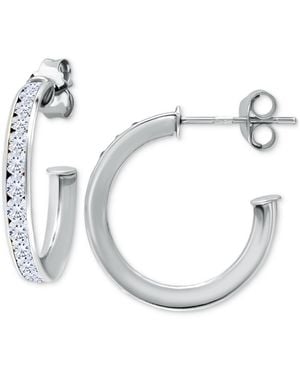Giani Bernini Cubic Zirconia Channel Set Small Hoop Earrings - White
