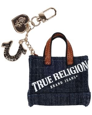 TRUE RELIGION Mini Denim Tote Bag Charm - Blue