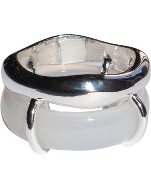 seree Cove& White Jade Stone Sculpted Ring - Gray