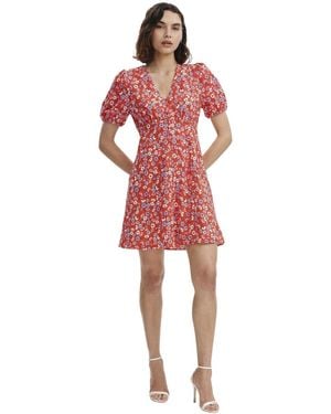 Finery London Ensley Button Through Short Dress - Red