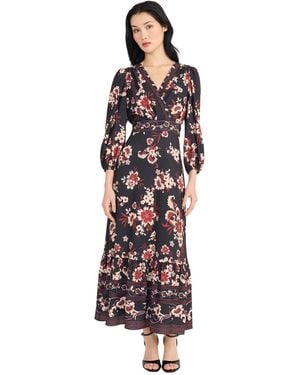 Donna Morgan V-neck Tiered Midi Dress - Multicolor