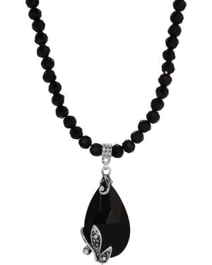 2028 Glass Beaded Teardrop Necklace - Black