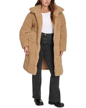 Levi's Plus Size Snap Closure Teddy Coat - Black