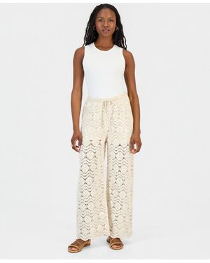 And Now This Petite Sequin Crochet Wide-leg Pants - Natural